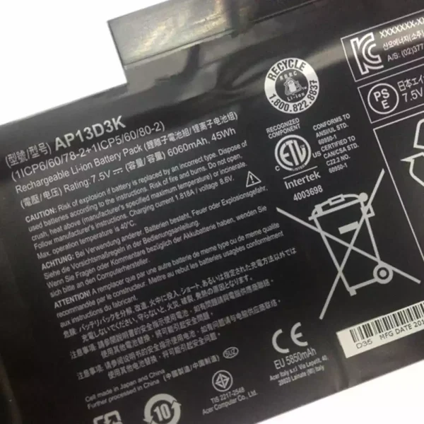 Batería Para Laptop ACER AP13D3K - Imagen 3