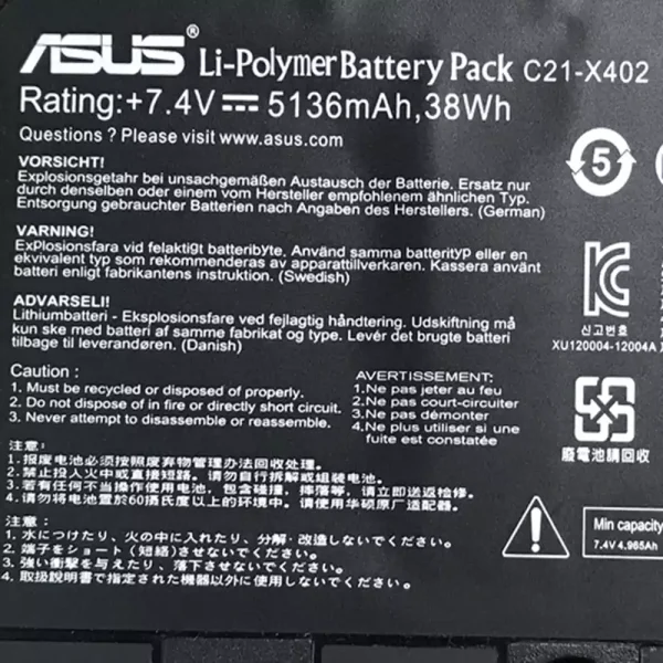 Batería Para Laptop ASUS C21-X402 - Imagen 3
