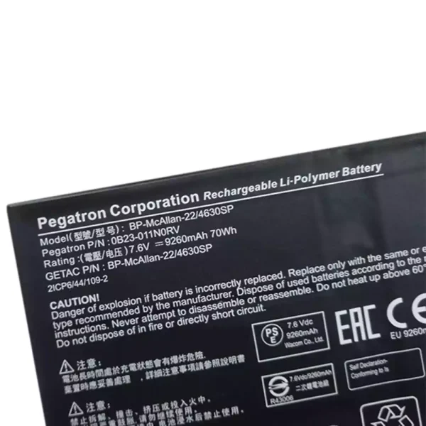 Batería Para Laptop Pegatron Corporation Getac OB23-011NORV - Imagen 3