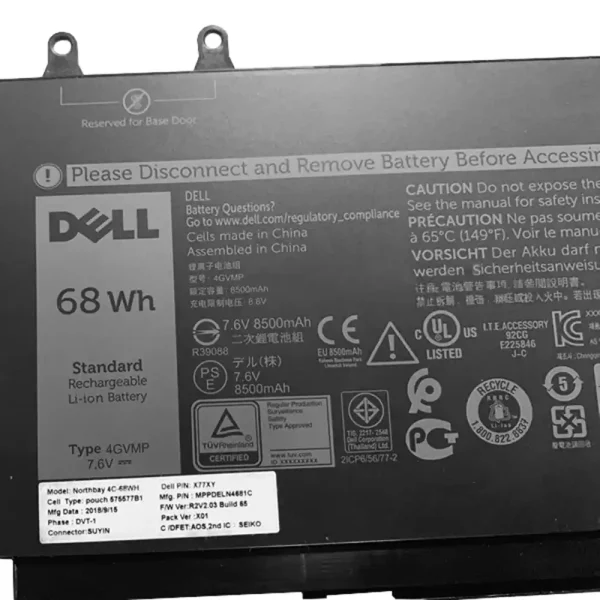 Batería Para Laptop DELL 4GVMP - Imagen 3
