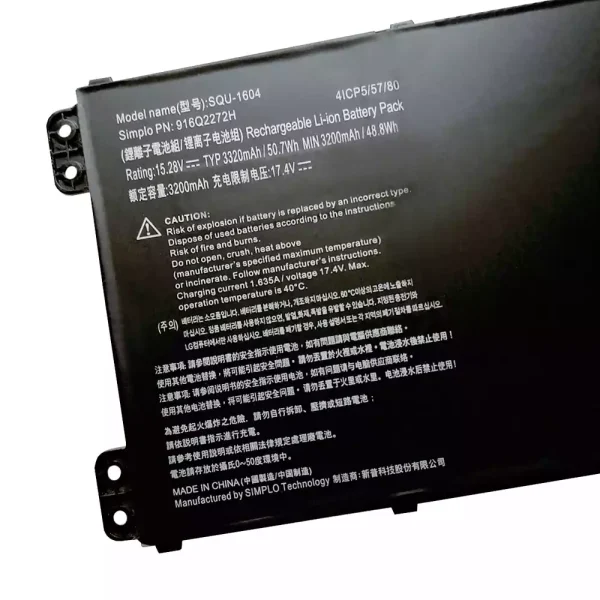 Batería Para Laptop Hasee SQU-1604,916Q2272H - Imagen 3