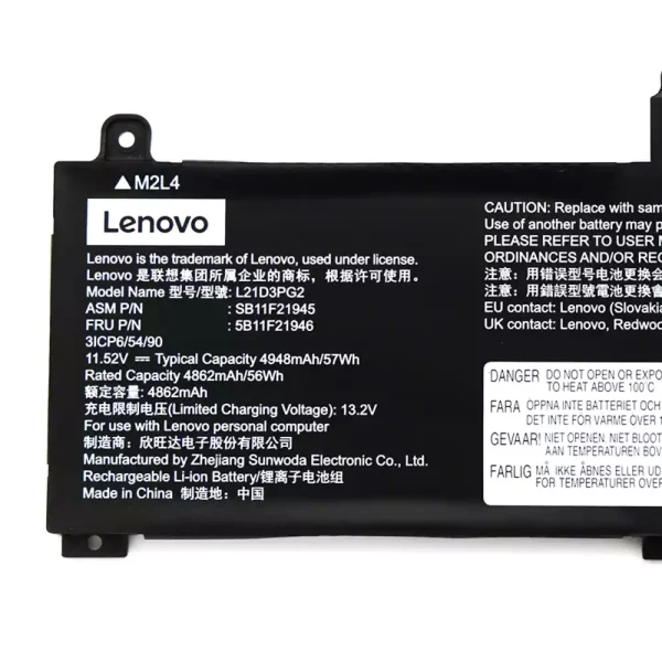 Batería Para Laptop LENOVO L21D3PG2 L21D3PG1 - Imagen 3