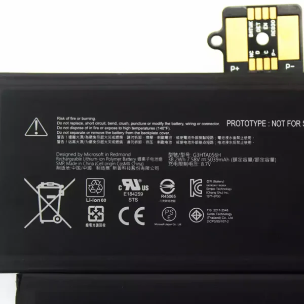 Batería Para Laptop G3HTA056H,Microsoft Surface Pro X 1876 - Imagen 3