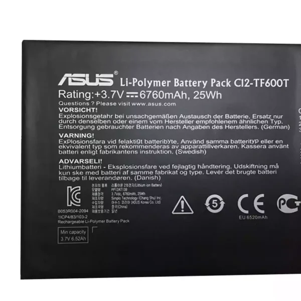 Batería para Tablet ASUS C12-TF600T,VivoTab RT TF600T TF600TG - Imagen 3