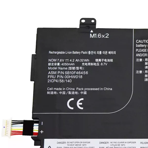 Batería para Tablet LENOVO SB10F46456 00HW018,ThinkPad 10 2nd - Imagen 3