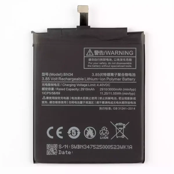Batería BN34 para Xiaomi Redmi 5A