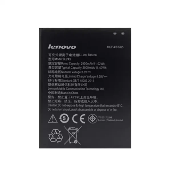 Batería BL243 para LENOVO k3 note,K50-T5,K50-T3S,A7600-M,A5890,A5600,A5500,A5860,A7000