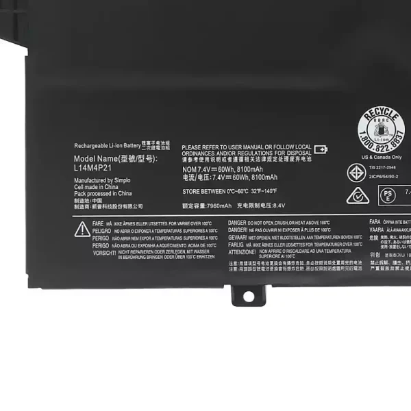 Batería Para Laptop LENOVO L14M3P22 L14S3P21 - Imagen 3