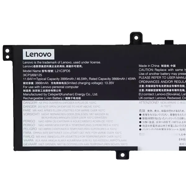 Batería Para Laptop LENOVO L21C3PD5 L21L3PD5 L21M3PD5 - Imagen 3