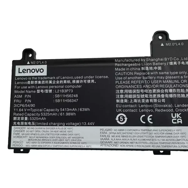Batería Para Laptop LENOVO L21B3P73 SB10W52010 5B10W51909 - Imagen 3